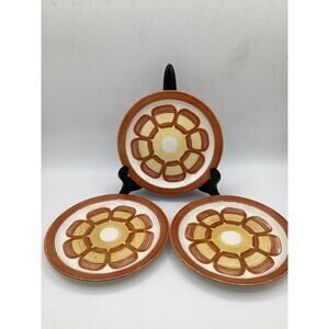 Jamestown China Ironstone Set Of 3, 7” Salad plates Orange retro Floral 1970's